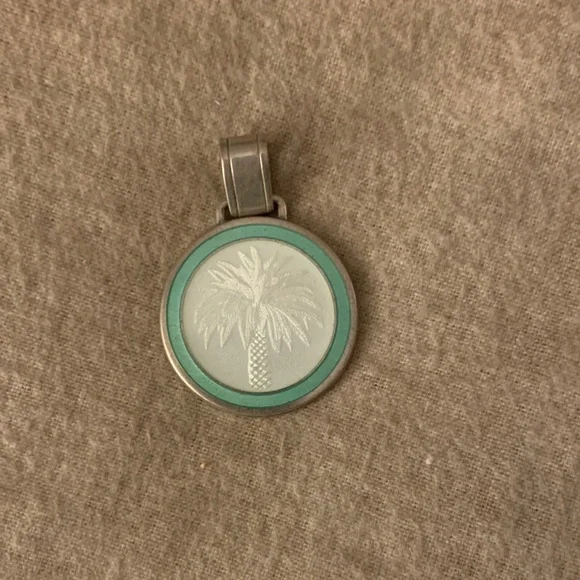 Silver and Mint Palm Tree Pendant - Picture 1 of 3